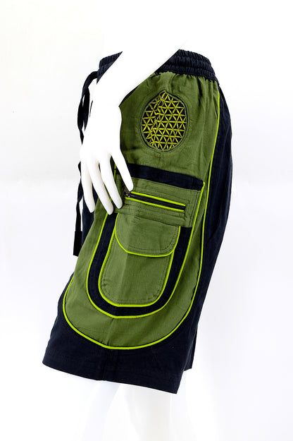 Flower of Life Embroidered Cotton Shorts