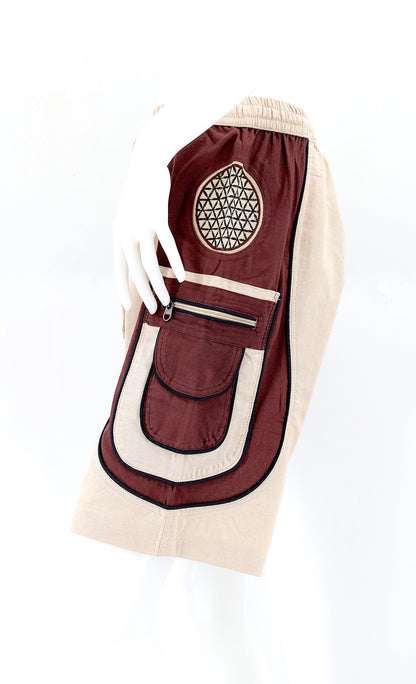 Flower of Life Embroidered Cotton Shorts
