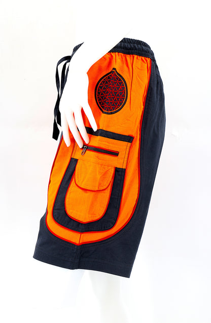 Flower of Life Embroidered Cotton Shorts