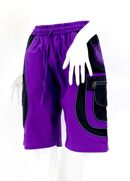 Flower of Life Embroidered Cotton Shorts