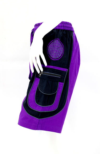 Flower of Life Embroidered Cotton Shorts