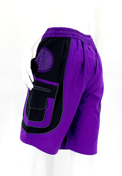 Flower of Life Embroidered Cotton Shorts