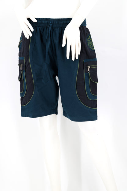 Flower of Life Embroidered Cotton Shorts