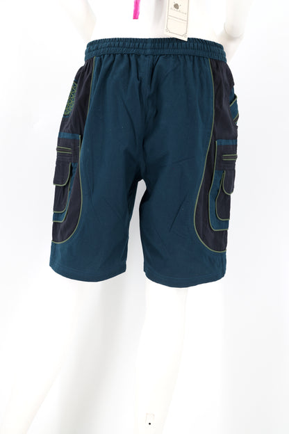 Flower of Life Embroidered Cotton Shorts