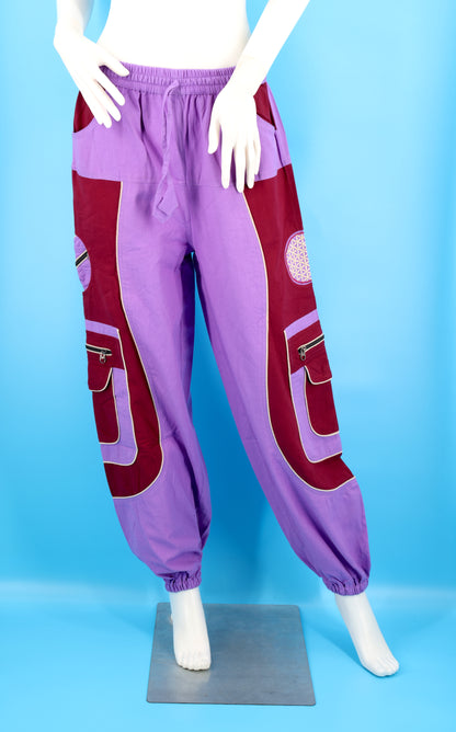 Bestickte Hose „Blume des Lebens“ | Haremshose aus Baumwolle mit heiliger Geometrie