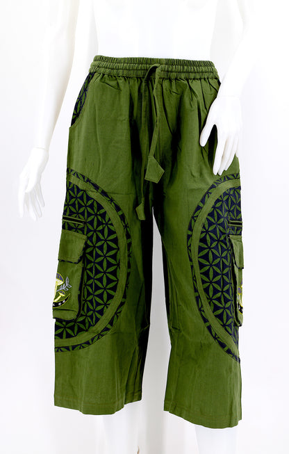 Moon & Mushroom Embroidered Shorts | Cotton Festival Quarters