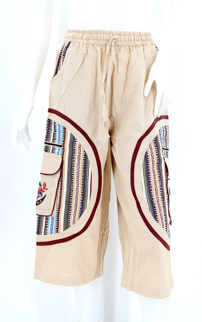 Moon & Mushroom Embroidered Shorts | Cotton Festival Quarters