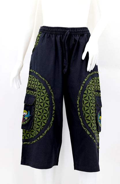 Moon & Mushroom Embroidered Shorts | Cotton Festival Quarters