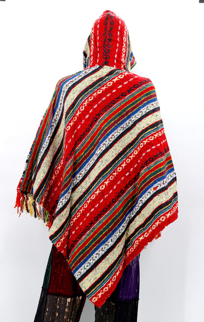 Cotton Hippie Handmade Gheri Cotton Hooded Bohemian Poncho