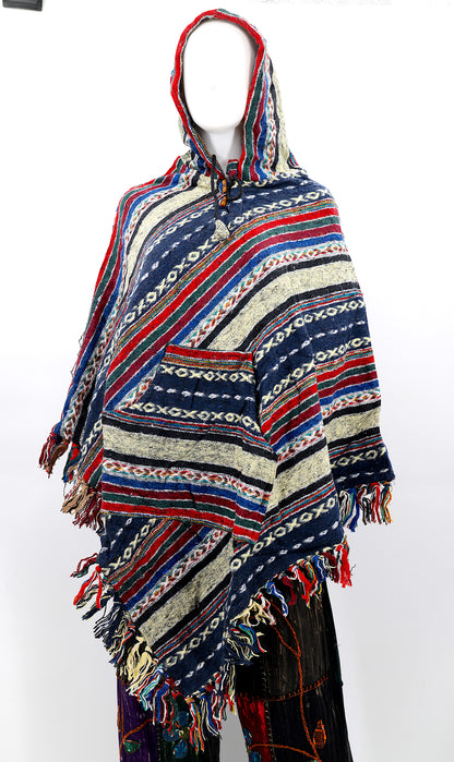 Cotton Hippie Handmade Gheri Cotton Hooded Bohemian Poncho