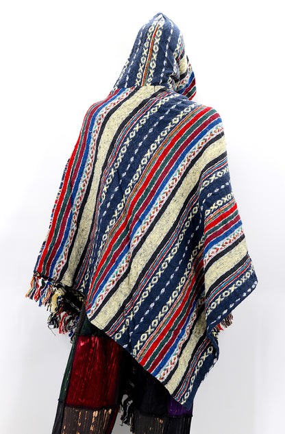 Cotton Hippie Handmade Gheri Cotton Hooded Bohemian Poncho