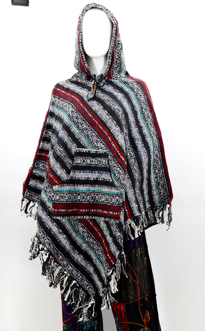 Cotton Hippie Handmade Gheri Cotton Hooded Bohemian Poncho