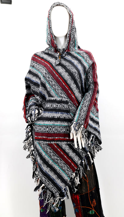 Cotton Hippie Handmade Gheri Cotton Hooded Bohemian Poncho
