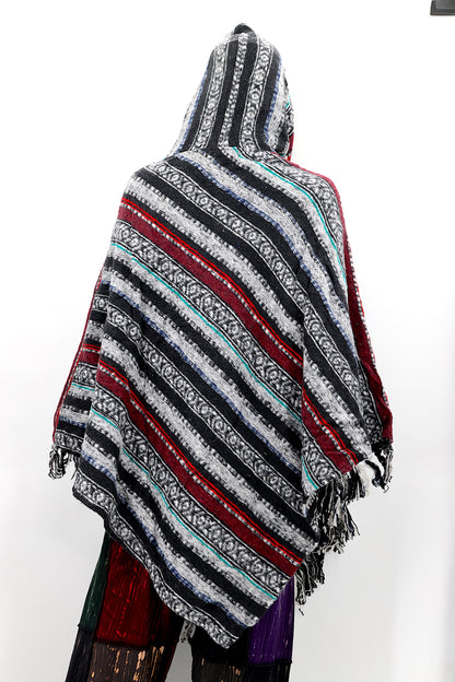 Cotton Hippie Handmade Gheri Cotton Hooded Bohemian Poncho