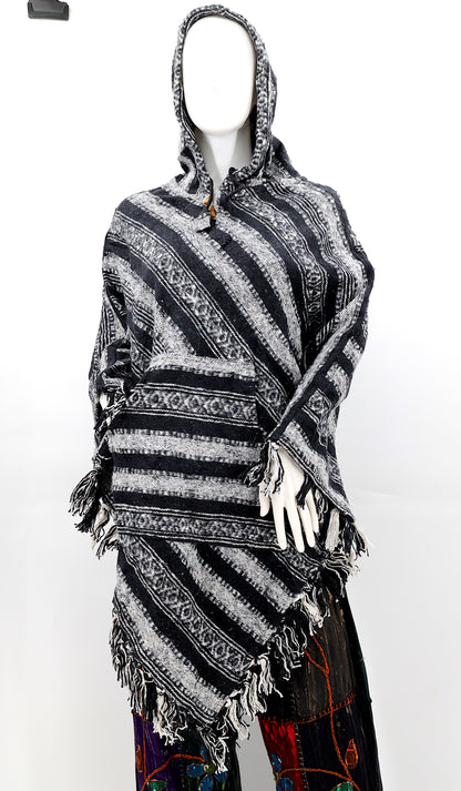 Cotton Hippie Handmade Gheri Cotton Hooded Bohemian Poncho