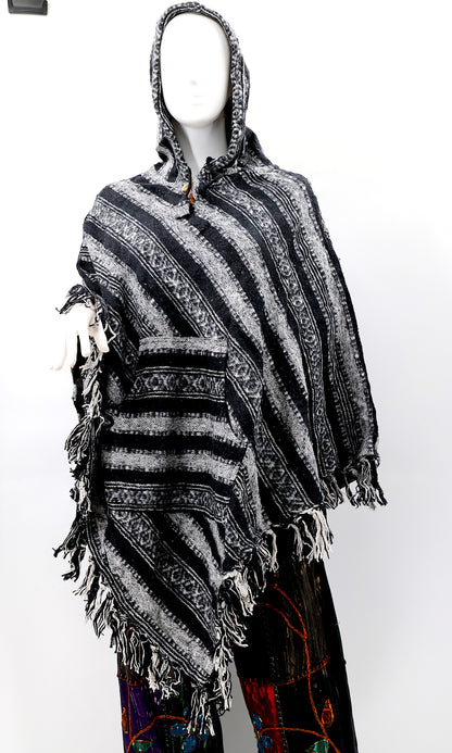 Cotton Hippie Handmade Gheri Cotton Hooded Bohemian Poncho
