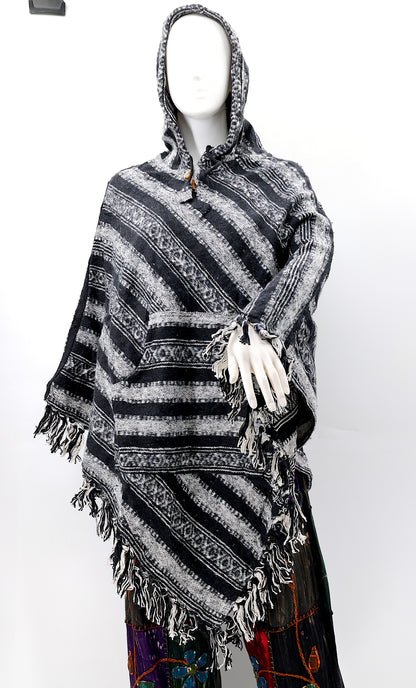 Cotton Hippie Handmade Gheri Cotton Hooded Bohemian Poncho