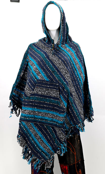 Cotton Hippie Handmade Gheri Cotton Hooded Bohemian Poncho