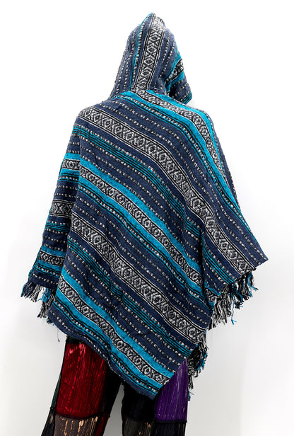 Cotton Hippie Handmade Gheri Cotton Hooded Bohemian Poncho