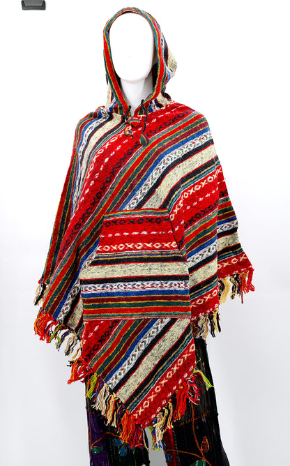 Cotton Hippie Handmade Gheri Cotton Hooded Bohemian Poncho