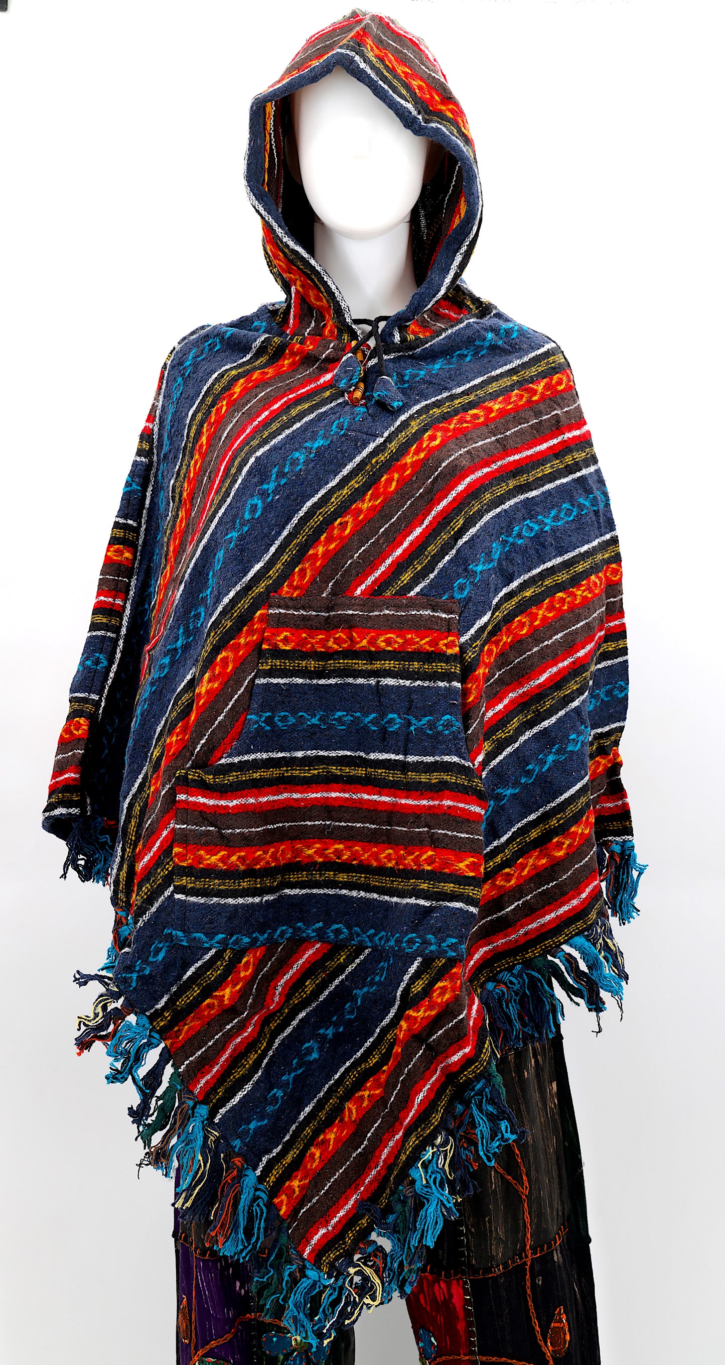 Cotton Hippie Handmade Gheri Cotton Hooded Bohemian Poncho