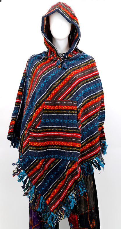 Cotton Hippie Handmade Gheri Cotton Hooded Bohemian Poncho