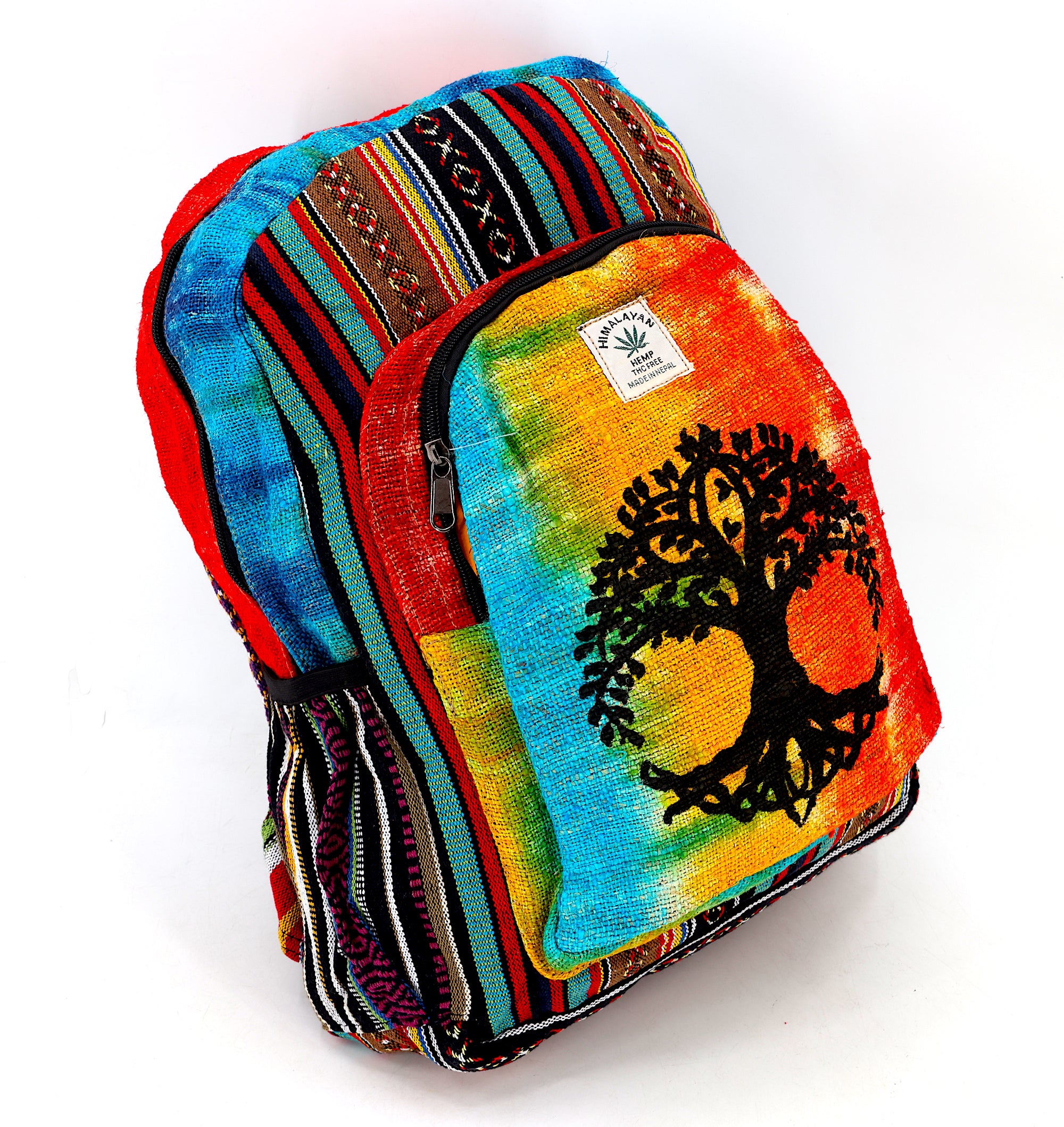 Hug A Tree Backpack Essentials Hemp Tree Of Life Print Handmade Large Backpack – Himalaya Handmade