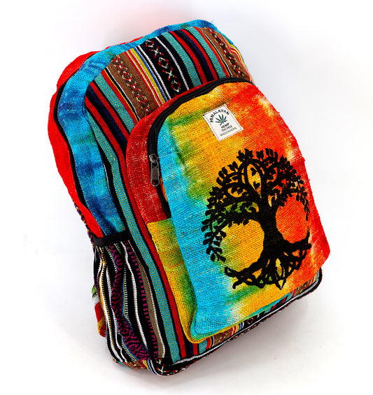 Hemp Tree Of Life Print Handmade Large Backpack