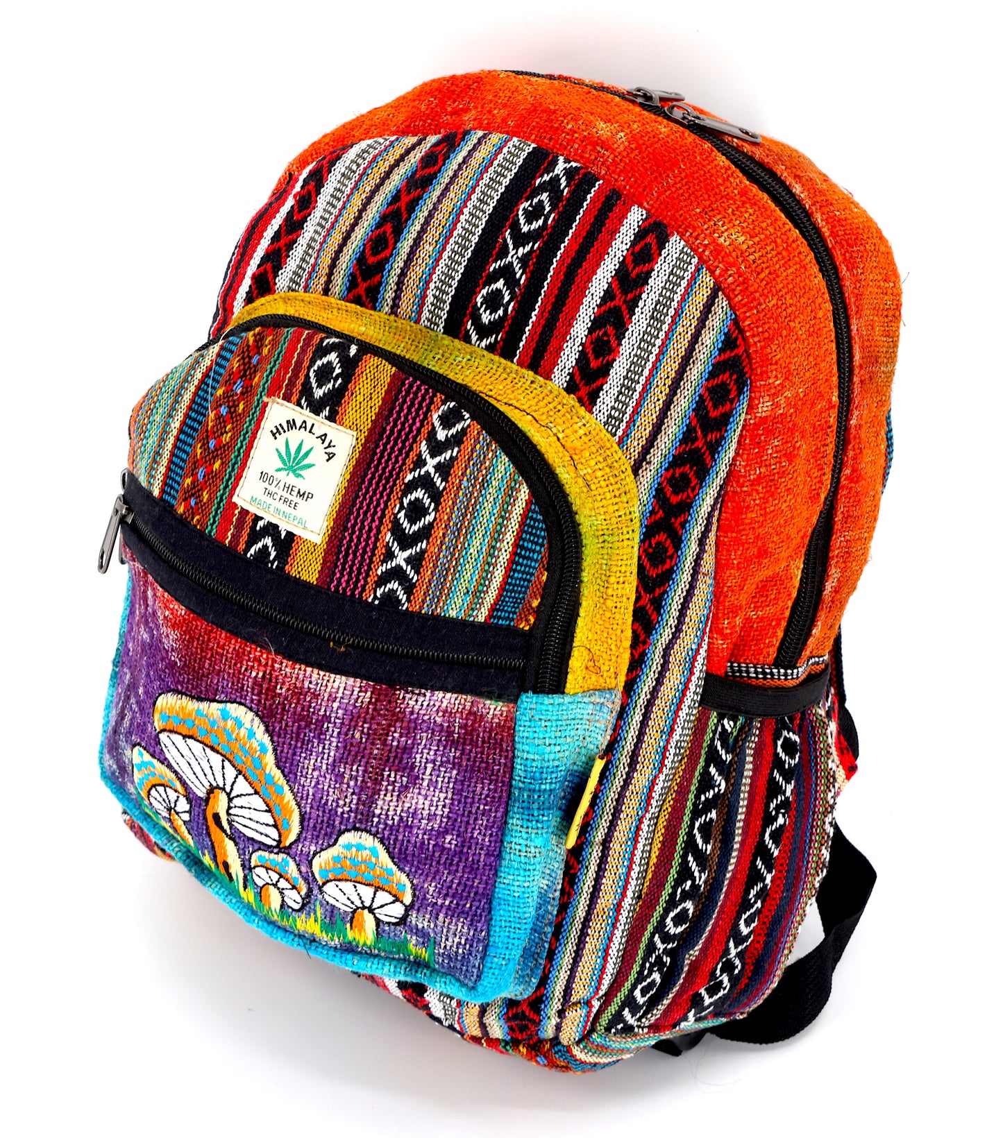 Hemp Mushroom Hand Embroidered Tie Dye Mini Backpack