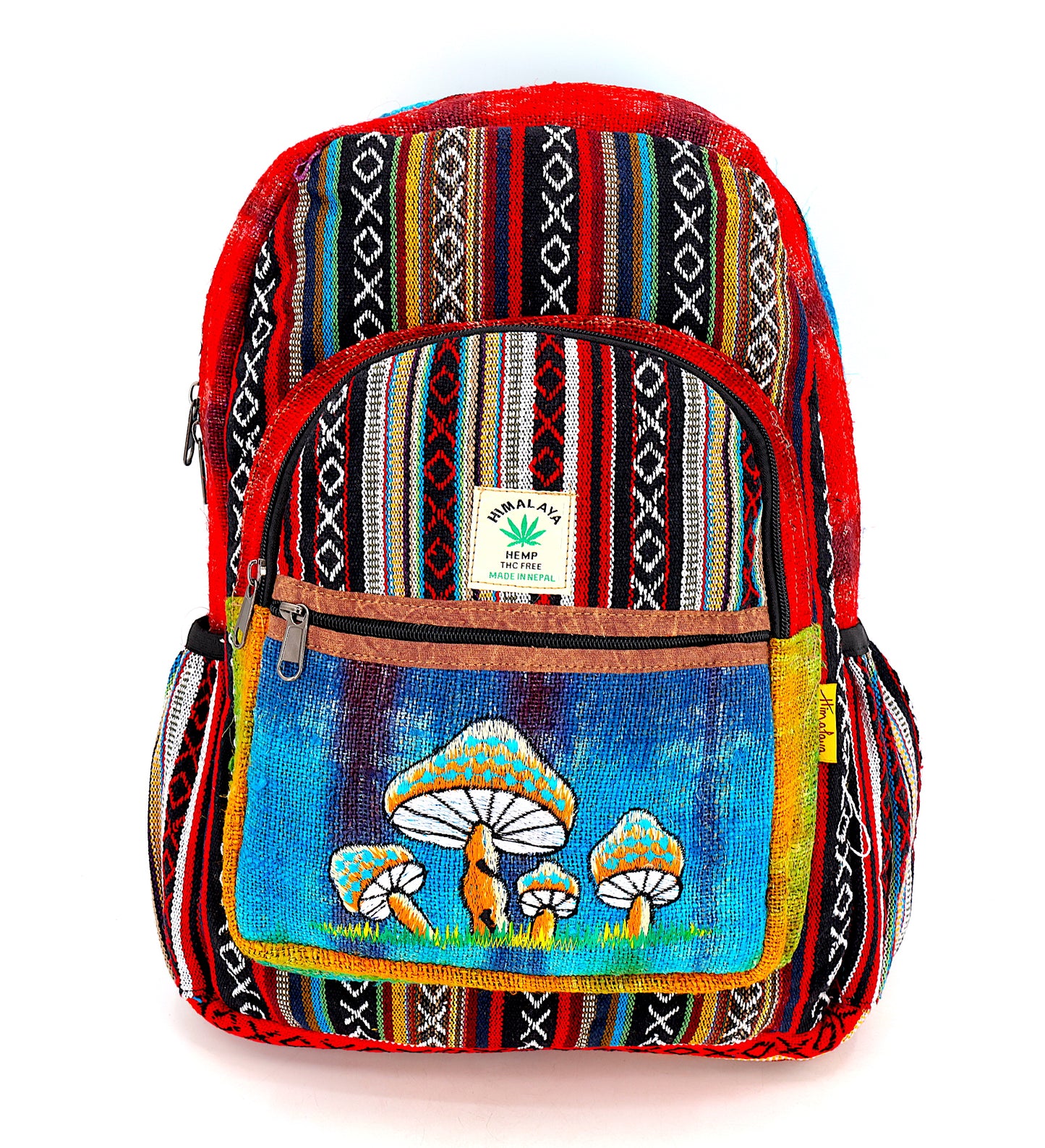 Hemp Mushroom Hand Embroidered Tie Dye Large Backpack