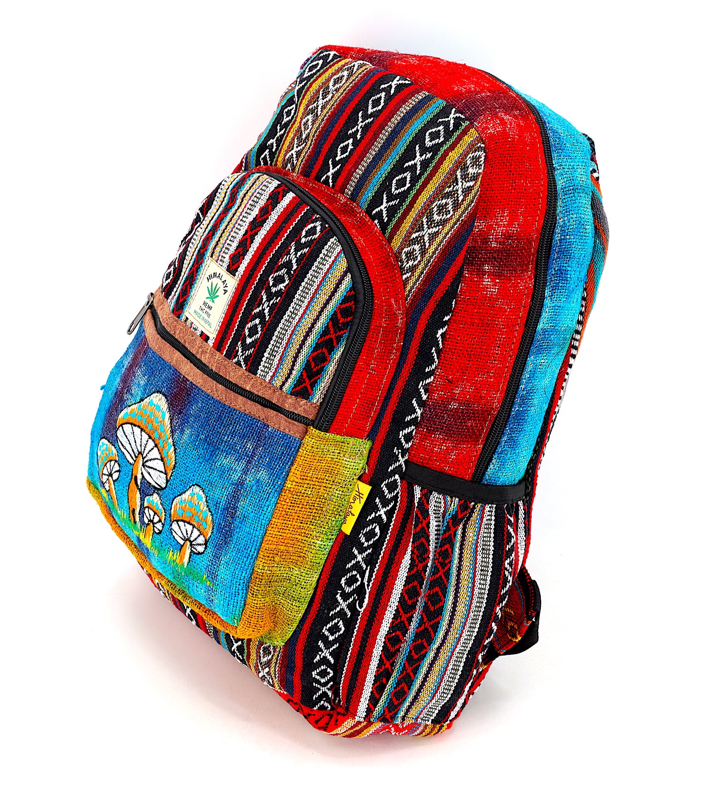 Hemp Mushroom Hand Embroidered Tie Dye Large Backpack