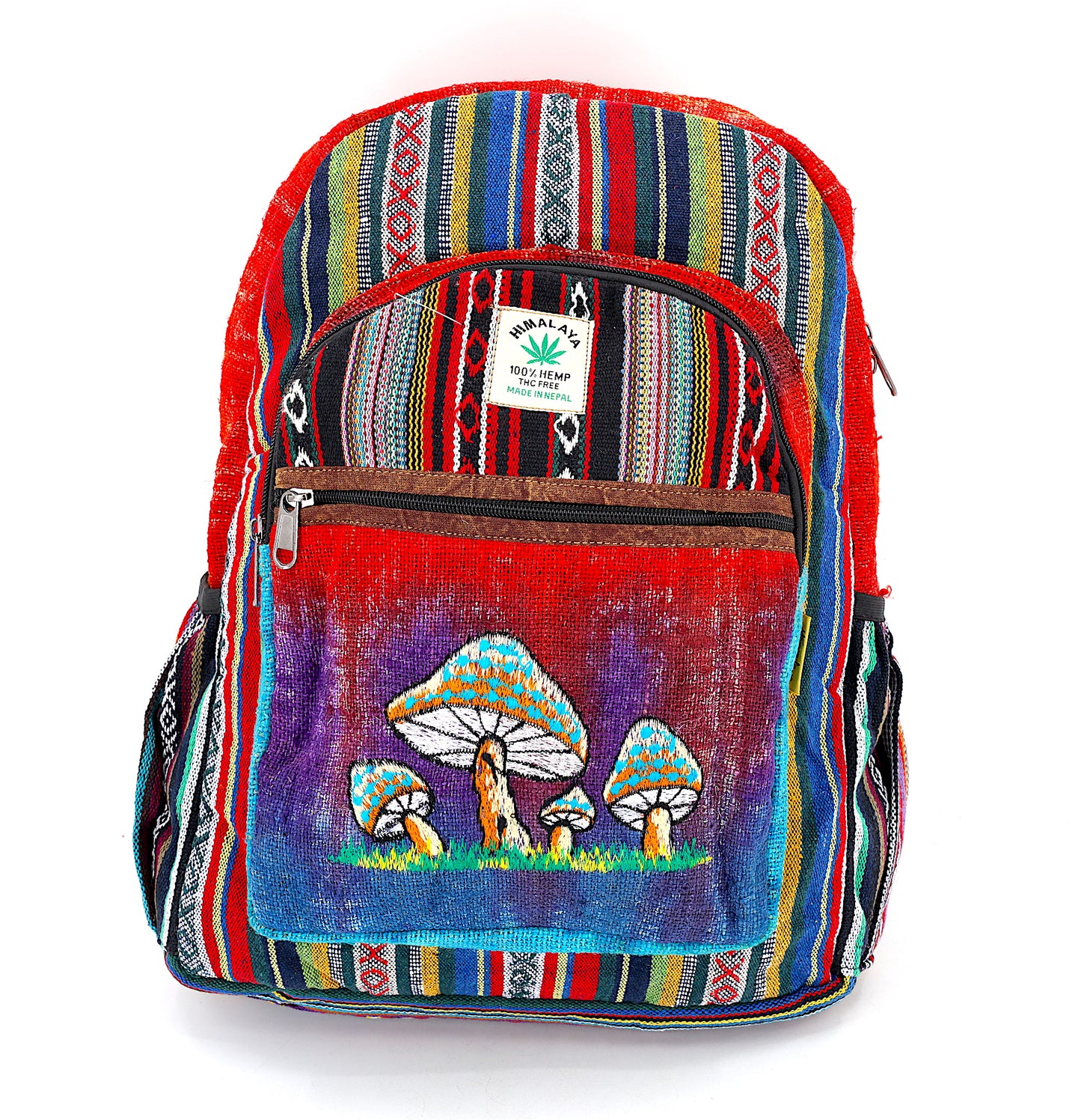 Hemp Mushroom Hand Embroidered Tie Dye Large Backpack