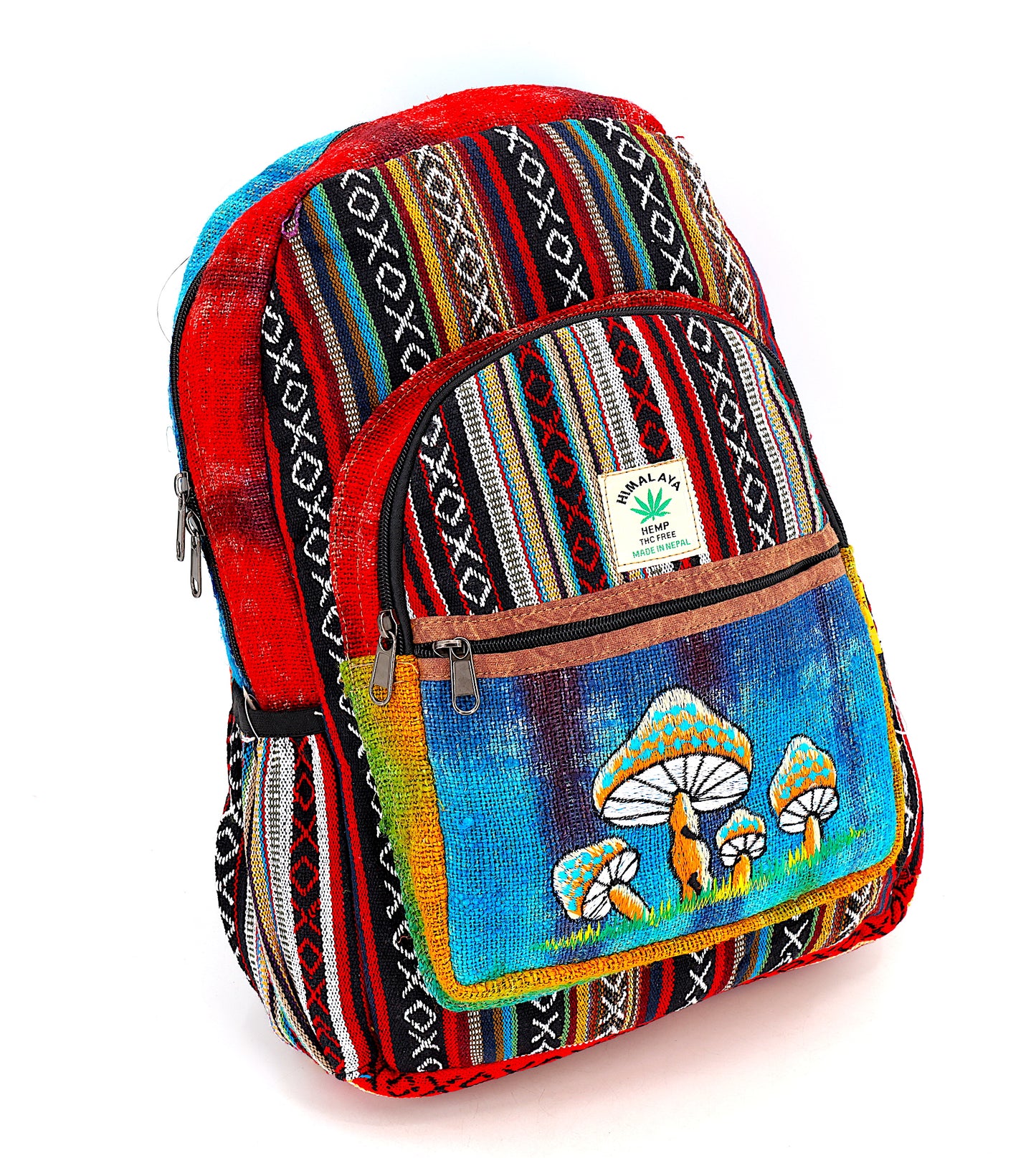 Hemp Mushroom Hand Embroidered Tie Dye Large Backpack