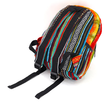 Frog & Mushroom Hemp Mini Backpack | Tie Dye Hand Embroidered Bag