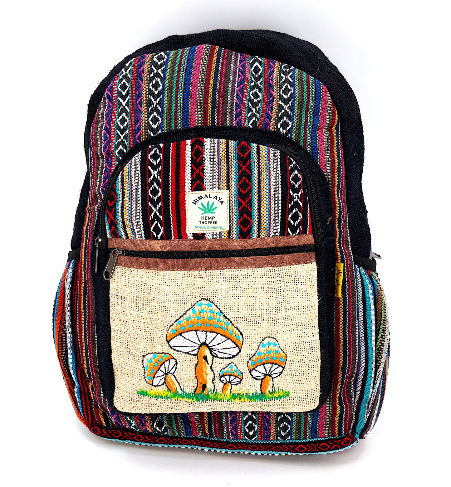 Hemp Mushroom Hand Embroidered Large Backpack