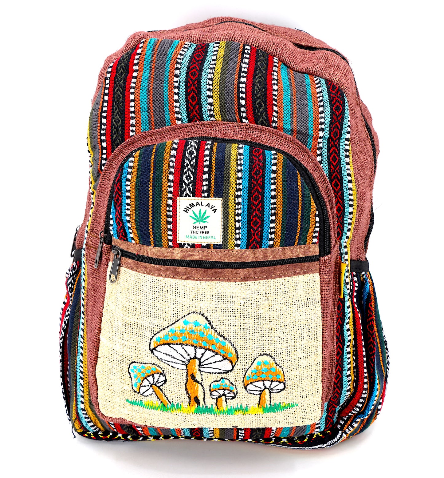 Hemp Mushroom Hand Embroidered Large Backpack