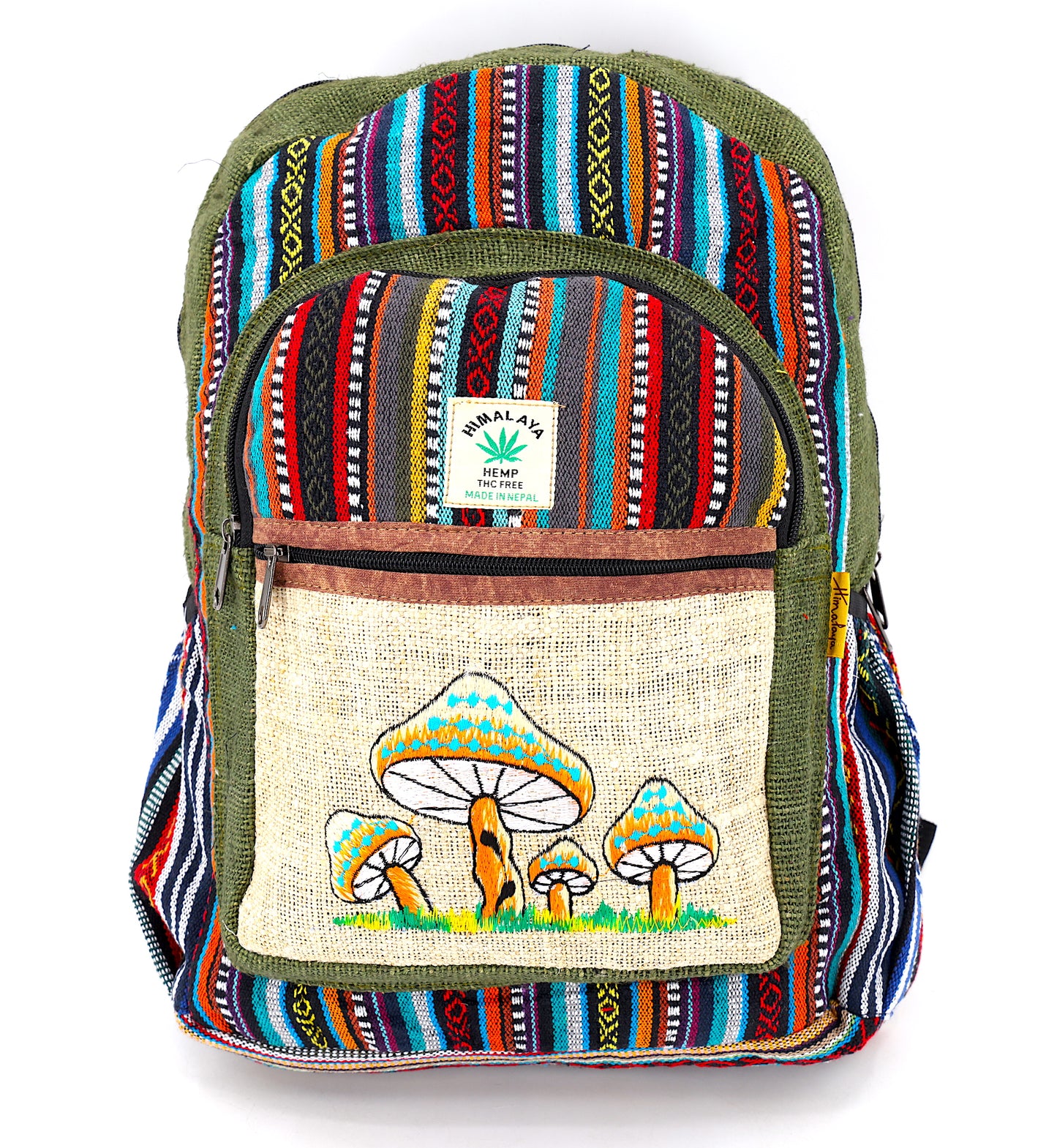 Hemp Mushroom Hand Embroidered Large Backpack