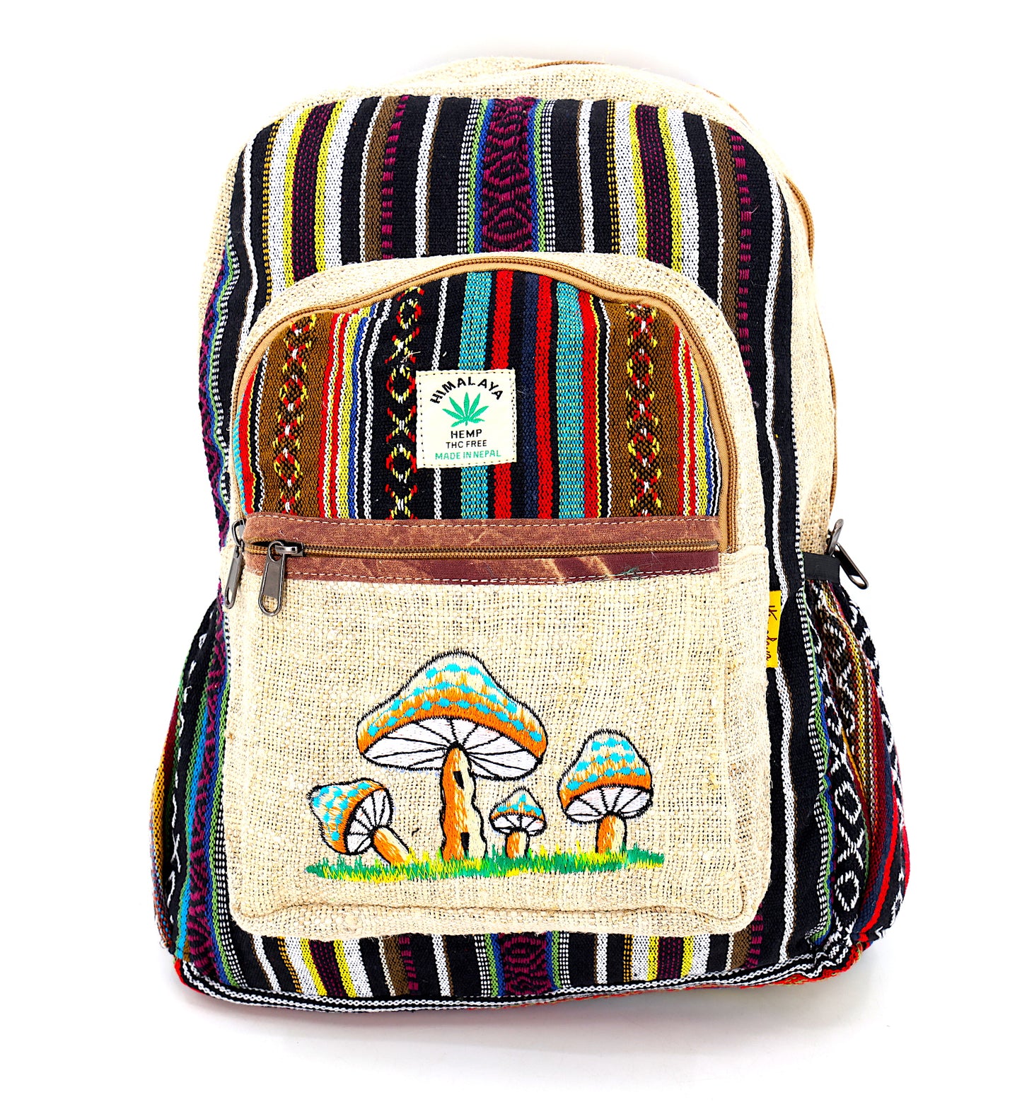 Hemp Mushroom Hand Embroidered Large Backpack