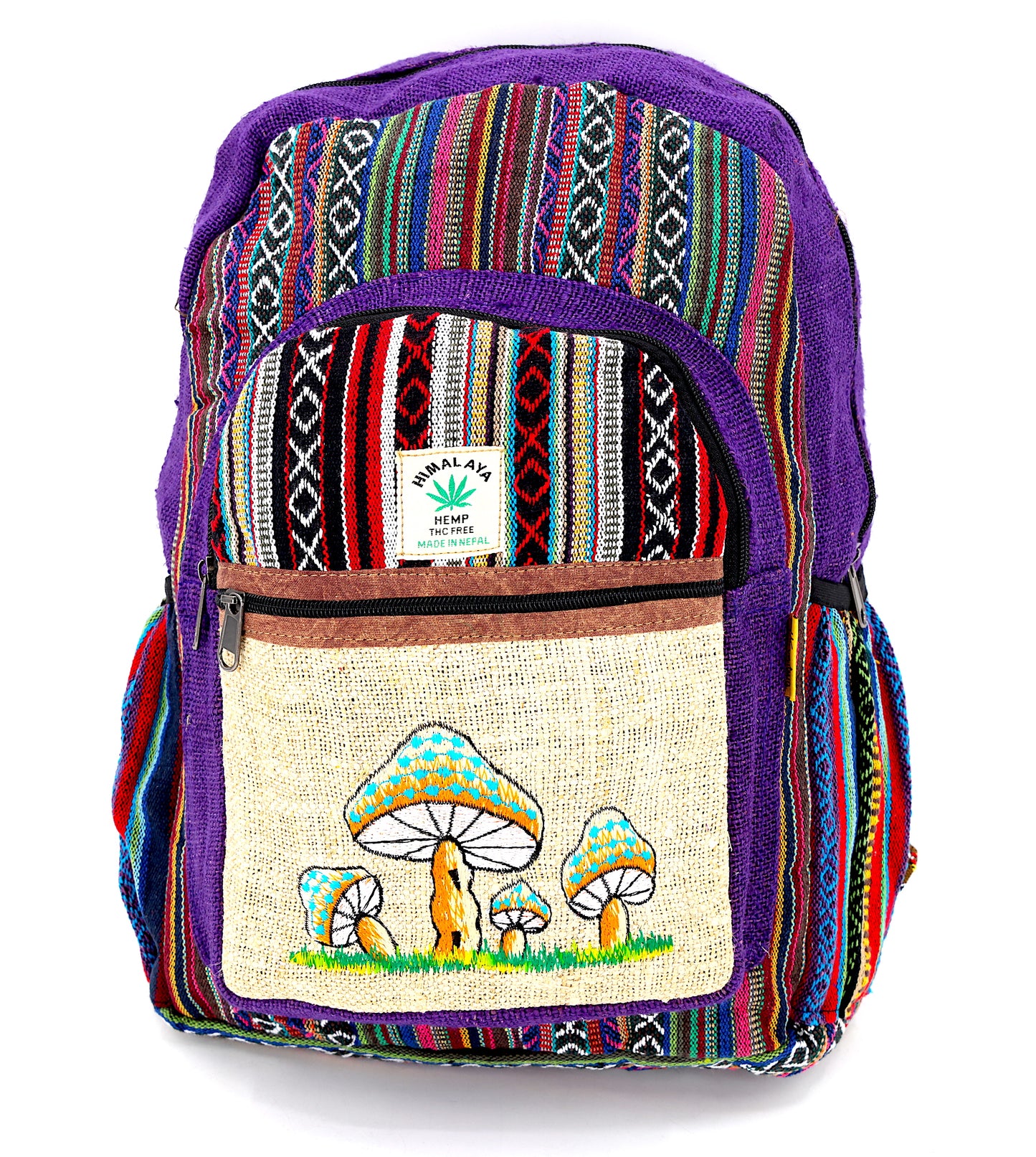 Hemp Mushroom Hand Embroidered Large Backpack