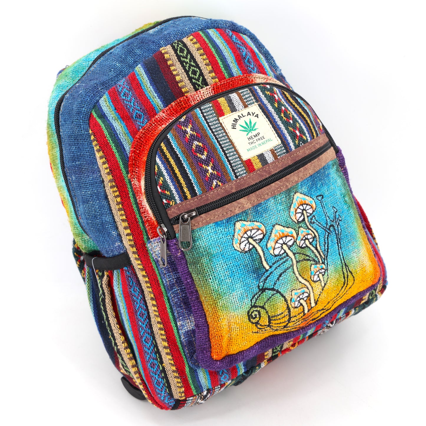 Hemp Snail Mushroom Hand Embroidered Tie Dye Mini Backpack