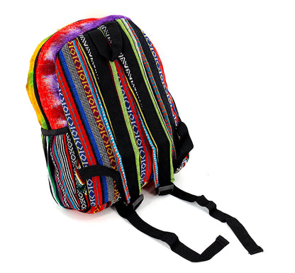 Hamsa Hand Hemp Mini Backpack | Hand Embroidered Tie Dye Bag