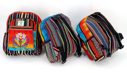 Butterfly & Flower Hemp Mini Backpack | Hand Embroidered Tie Dye Bag