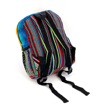 Butterfly & Flower Hemp Mini Backpack | Hand Embroidered Tie Dye Bag