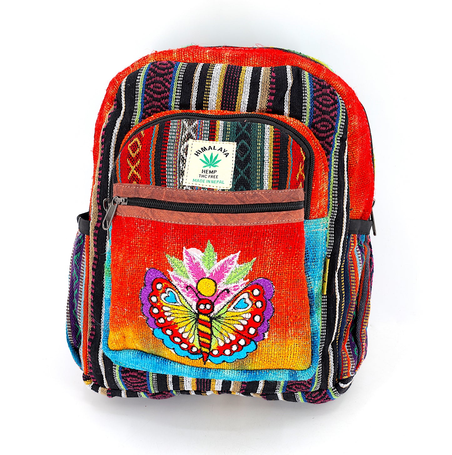 Hemp Flower Butterfly Hand Embroidered Tie Dye Mini Backpack