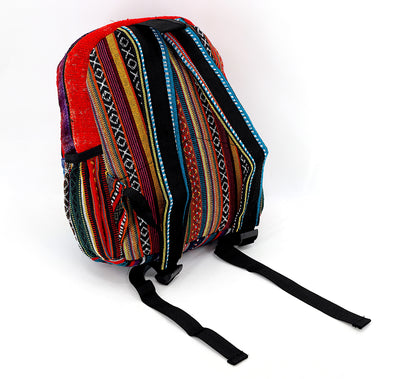 Owl & Mushroom Hemp Mini Backpack | Hand Embroidered Tie Dye Bag