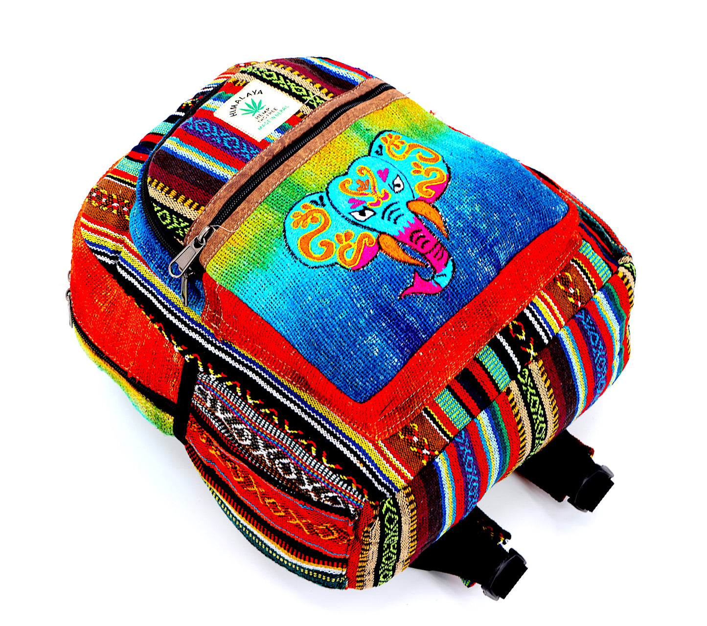 Hemp Elephant Hand Embroidered Tie Dye Mini Backpack