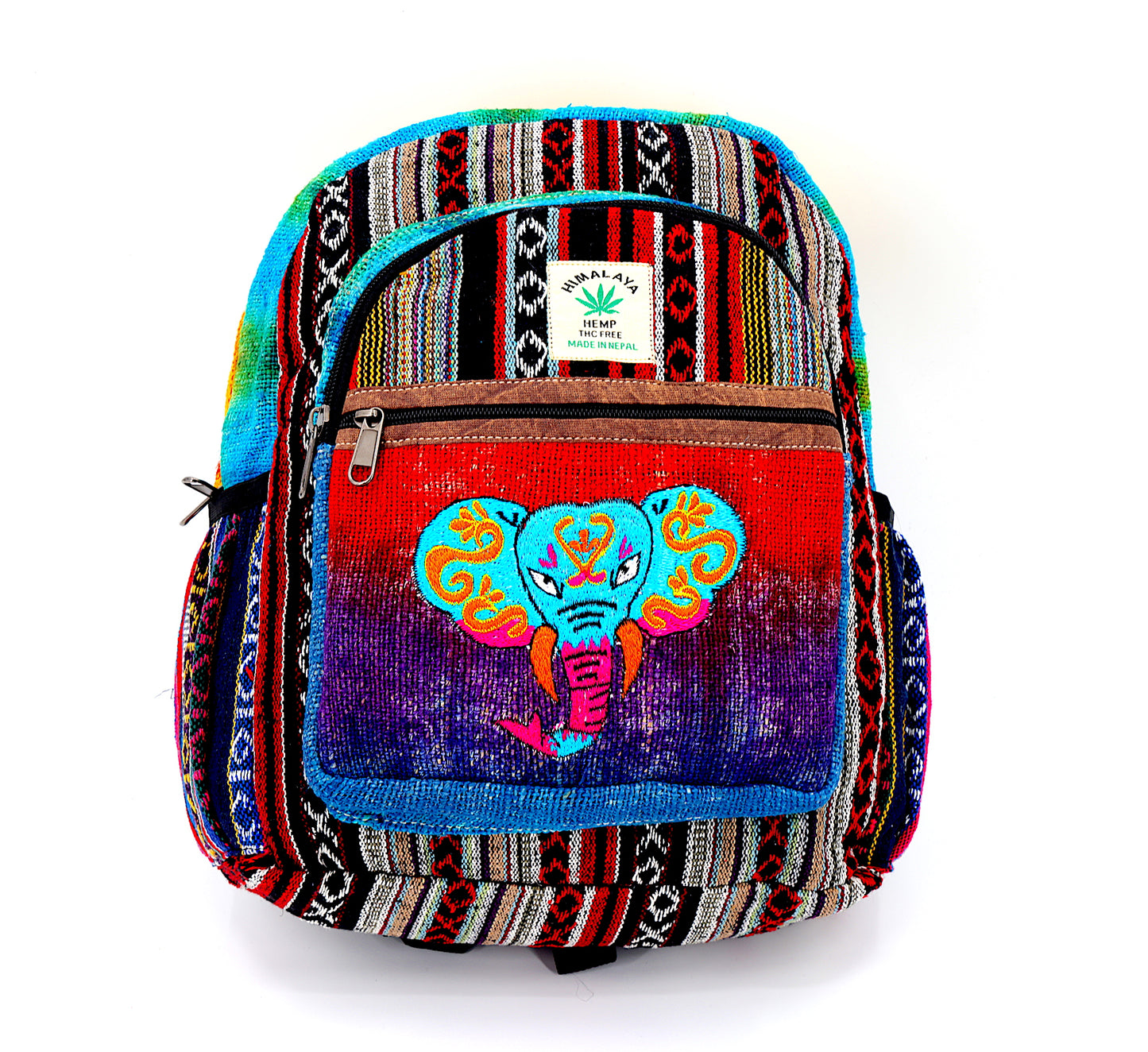 Hemp Elephant Hand Embroidered Tie Dye Mini Backpack