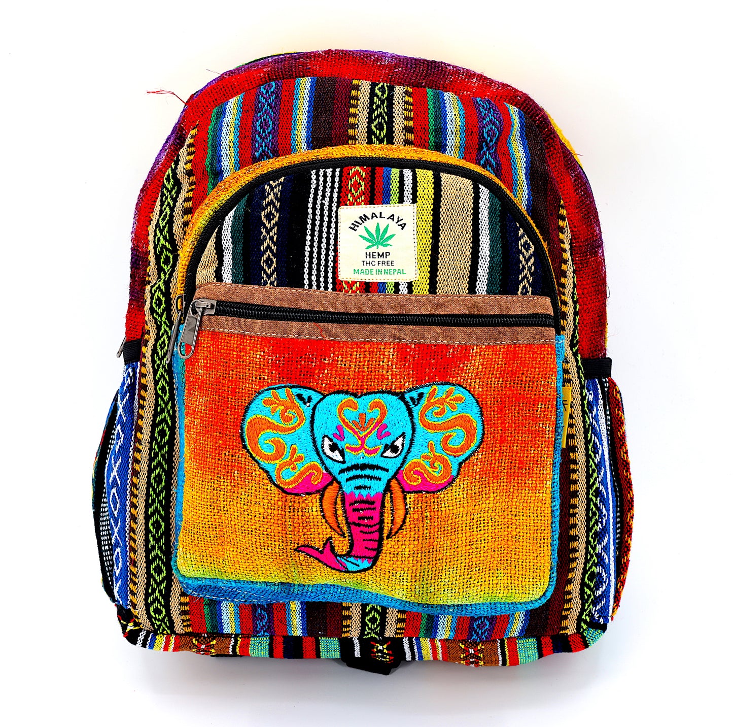 Hemp Elephant Hand Embroidered Tie Dye Mini Backpack