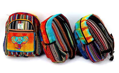 Elephant Hemp Mini Backpack | Nepalese Tie Dye Bag