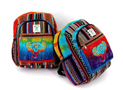 Elephant Hemp Mini Backpack | Nepalese Tie Dye Bag